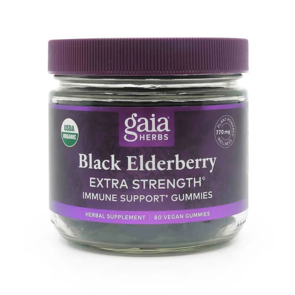 Gaia Herbs Black Elderberry Gummies Extra Strength