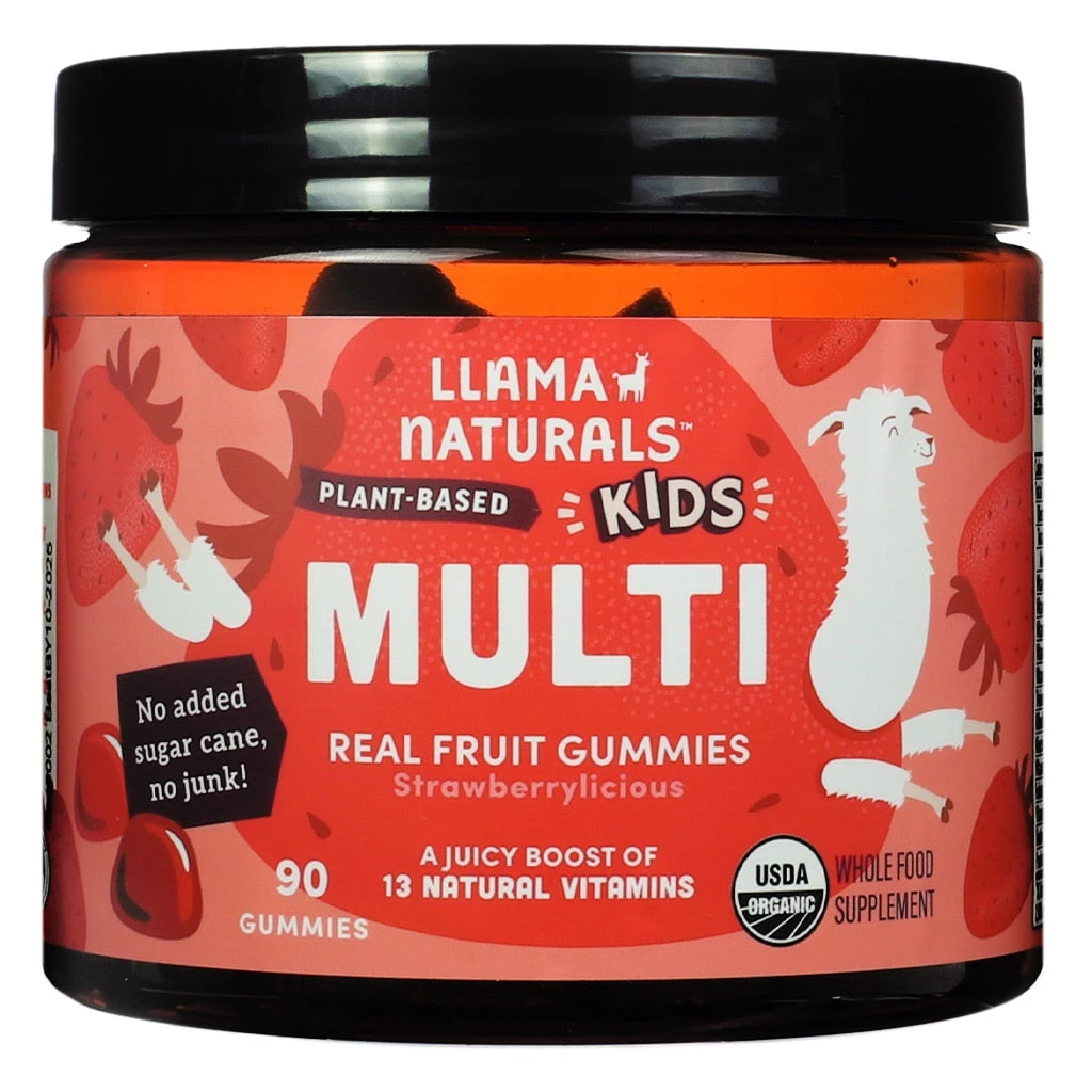 Llama Naturals Kids Plant-Based Multivitamin Real Fruit Gummies - Strawberry